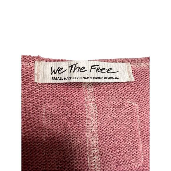 We The Free sweater women’s size Small pink tan stripe cotton blend long sleeve - Picture 6 of 8